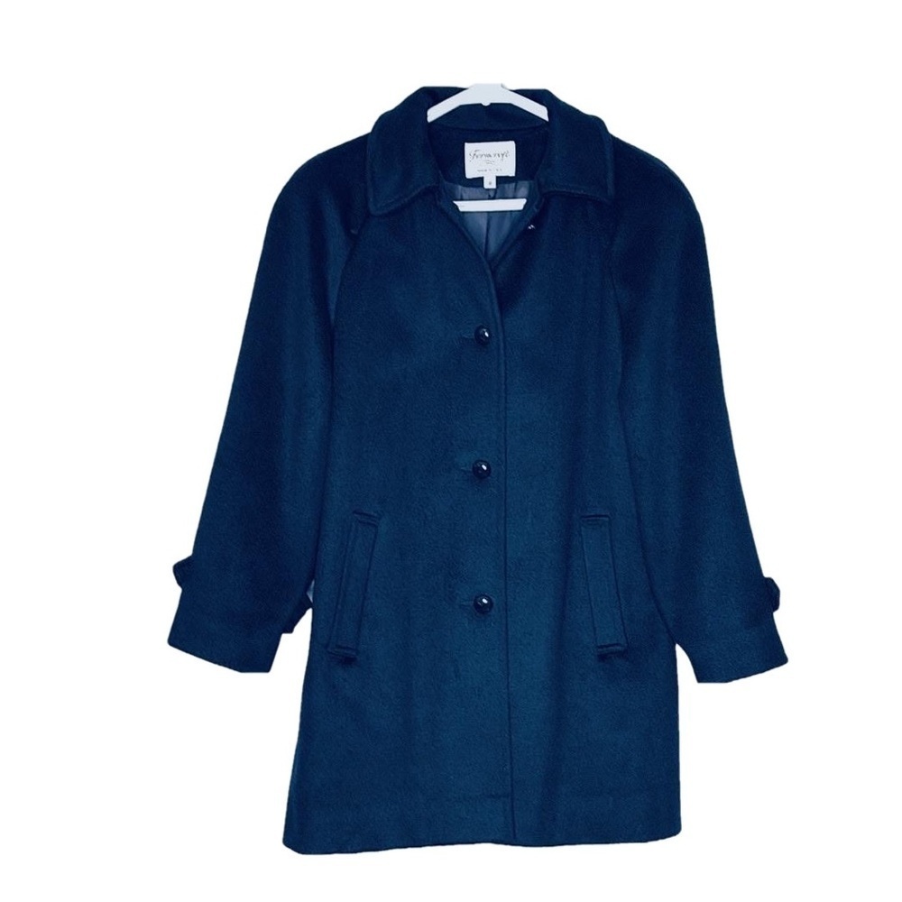 Ferncroft Vintage 100% Wool Coat, Size 8, Navy Blue